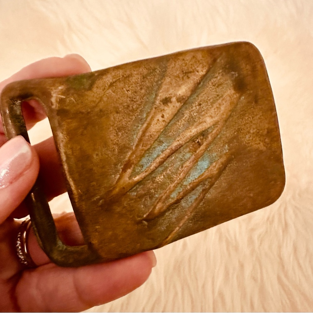 Vintage 1970’s Lightening Bolt Brass Belt Buckle